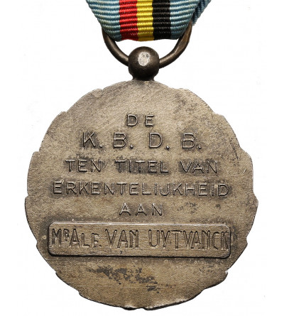 Belgium. K.B.D.B. recognition medal (Royal Belgian Federation of Homing Pigeons|) to Mr. Alfa van Uytvanck