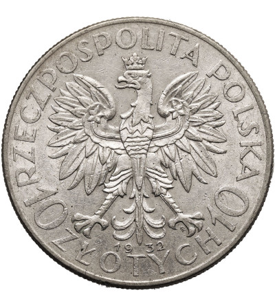 Polska. 10 złotych 1932, Warszawa - głowa kobiety ze znakiem mennicy