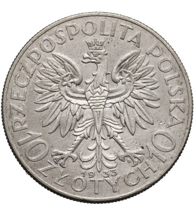 Polska. 10 złotych 1933, Warszawa - głowa kobiety