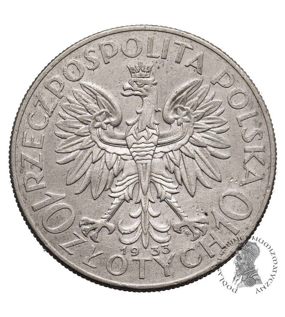 Polska. 10 złotych 1933, Warszawa - głowa kobiety