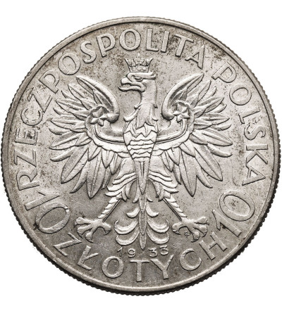 Polska. 10 złotych 1933, Warszawa - głowa kobiety
