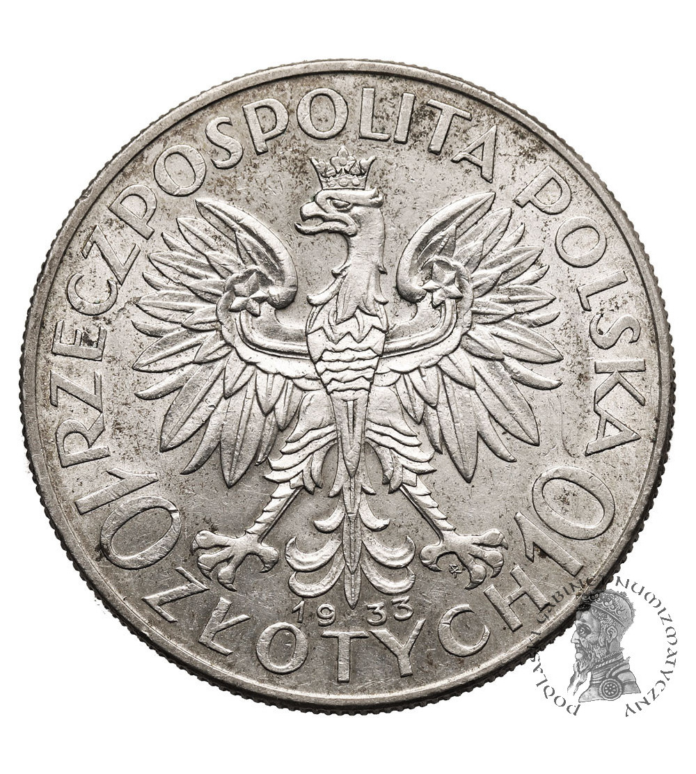Polska. 10 złotych 1933, Warszawa - głowa kobiety