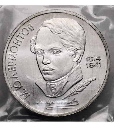 Russia, Soviet Union (U.S.S.R.). 1 Rouble 1989, 175th Anniversary Birth of M.Y. Lermontov - Proof