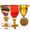 Belgium. Set of three medals on the bar for World War II 1940 - 1945