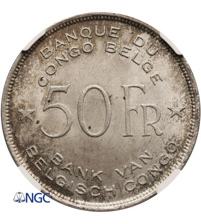 Kongo Belgijskie. 50 franków 1944, słoń - NGC MS 64