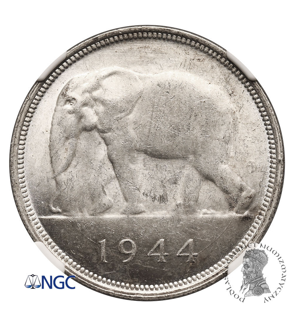 Belgian Congo. 50 Francs 1944, elephant - NGC MS 62