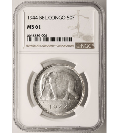 Belgian Congo. 50 Francs 1944, elephant - NGC MS 61