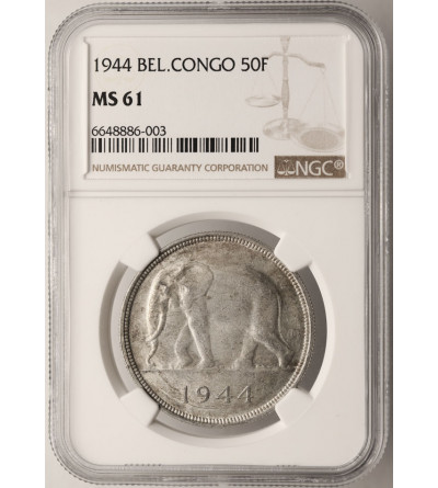 Belgian Congo. 50 Francs 1944, elephant - NGC MS 61