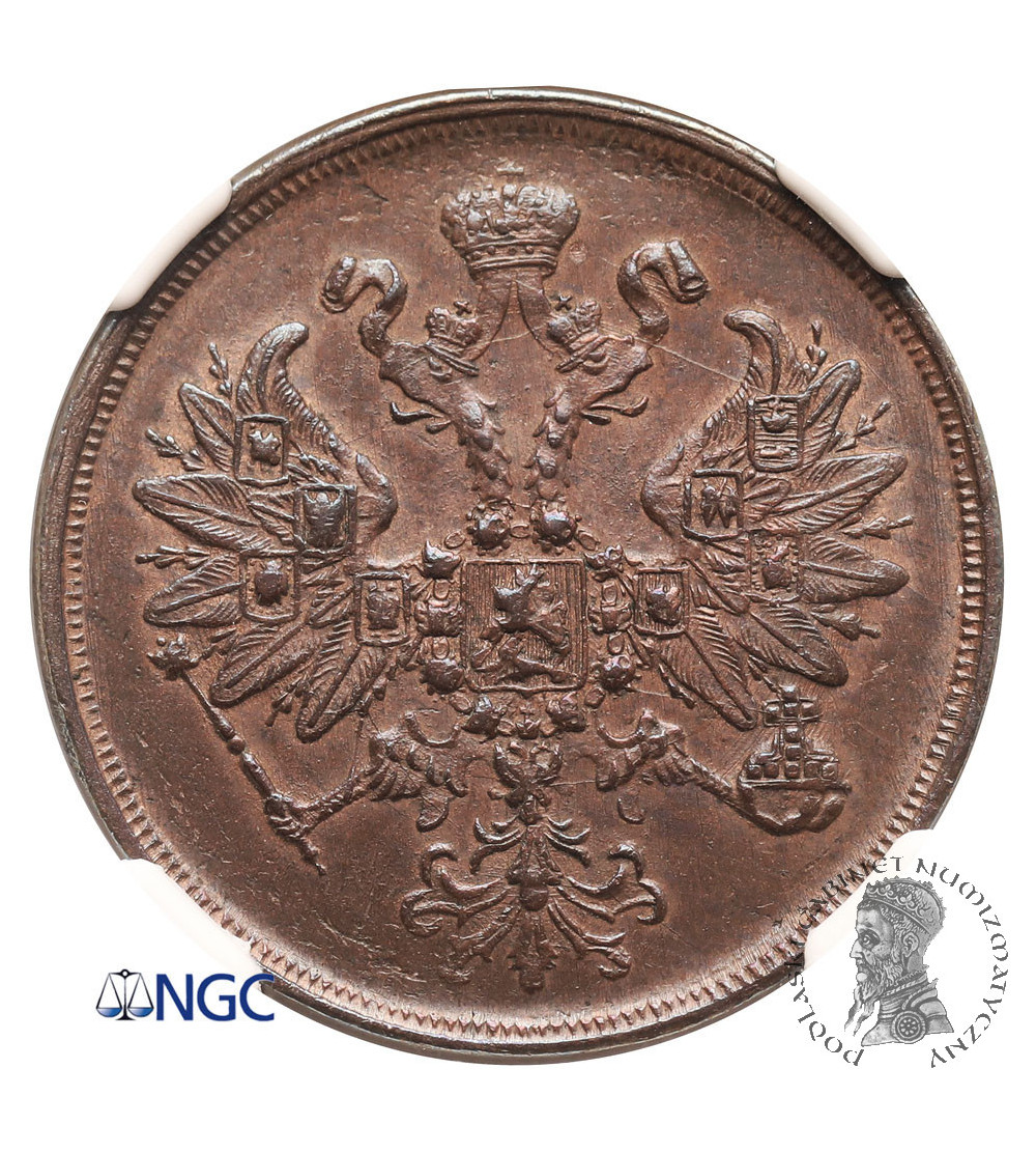 Rosja, Aleksander II 1854-1881. 2 kopiejki 1864 EM, Jekaterinburg - NGC MS 62 BN