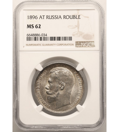 Rosja, Mikołaj II 1894-1917. Rubel 1896 (АГ), St. Petersburg - NGC MS 62