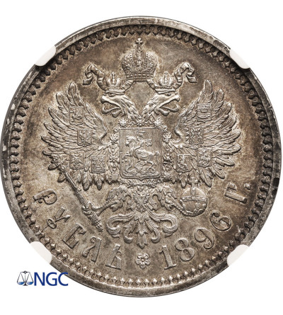 Rosja, Mikołaj II 1894-1917. Rubel 1896 (АГ), St. Petersburg - NGC MS 62