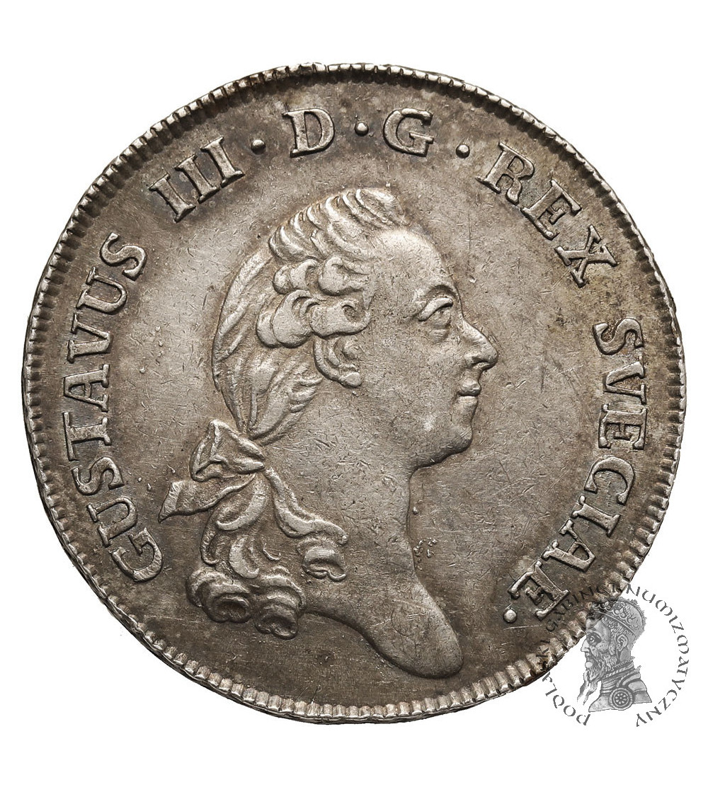 Szwecja, Gustav III 1771-1792. 1/3 Riksdaler 1777 OL, Stockholm