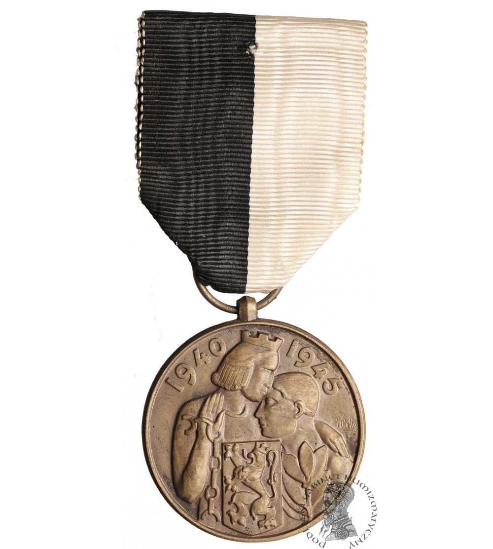 Belgia. Pamiątkowy medal Ruchu Oporu miasta Gandawa 1940-1945. Rzadki