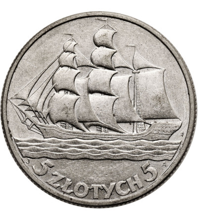 Polska. 5 złotych 1936, żaglowiec