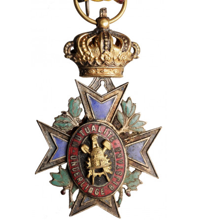 Belgium, Leopold II (1865-1909). Badge 1902 for achievement in industry "Mutualite Onderlinge Bustand" I Class