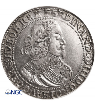 Węgry (Święte Cesarstwo Rzymskie). Ferdynand III, 1625-1637-1657. Talar (Reichstaler) 1656 KB, Kremnica - NGC UNC Details