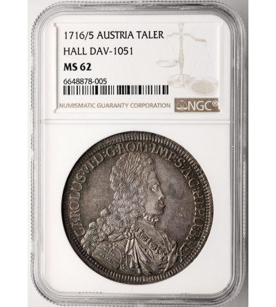 Austria (Holy Roman Empire). Karl VI, 1711-1740. Taler 1716/ 5, Hall Mint, Tirol - NGC MS 62