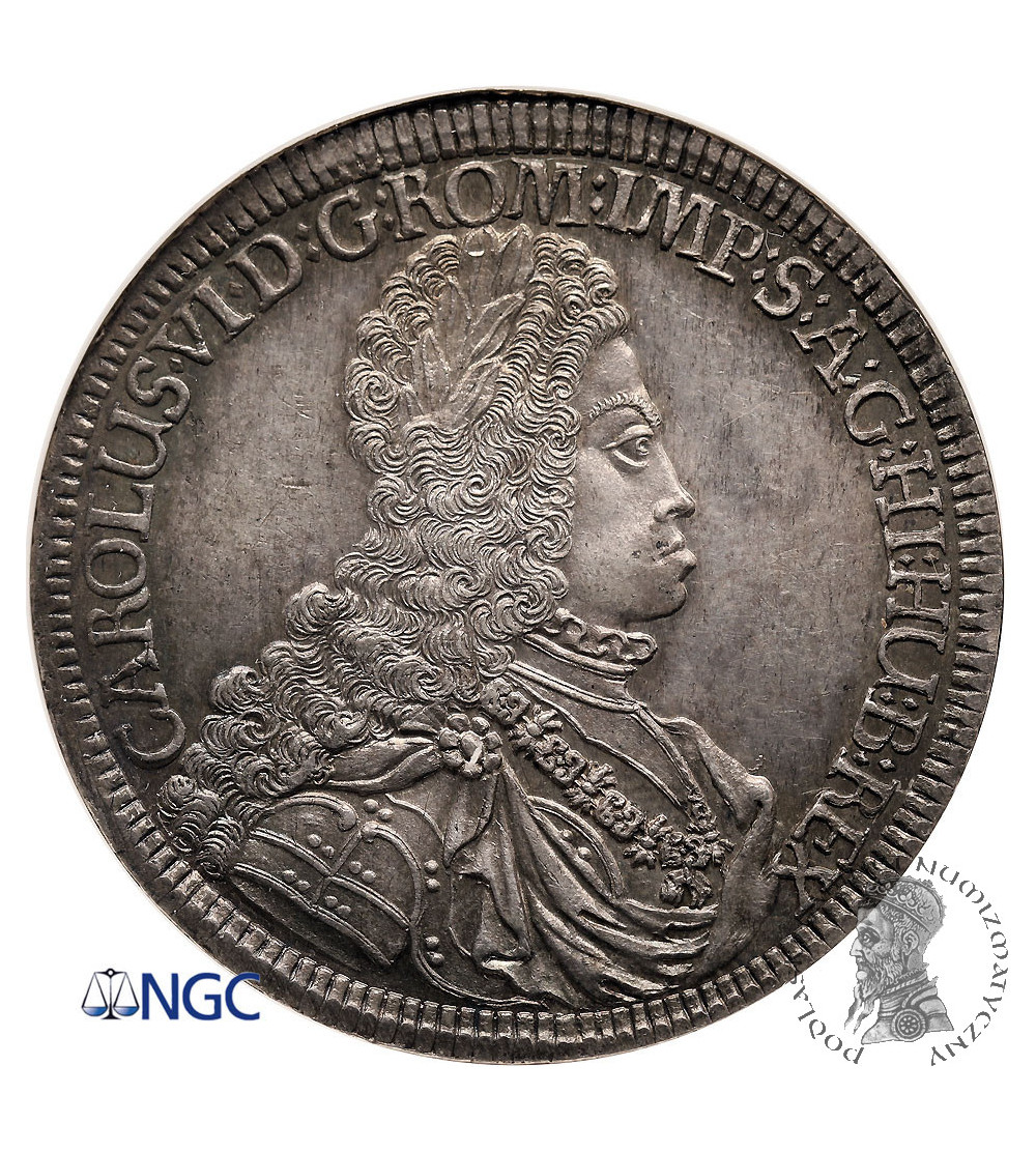 Austria (Święte Cesarstwo Rzymskie). Karol VI, 1711-1740. Talar 1716/ 5, mennica Hall - NGC MS 62