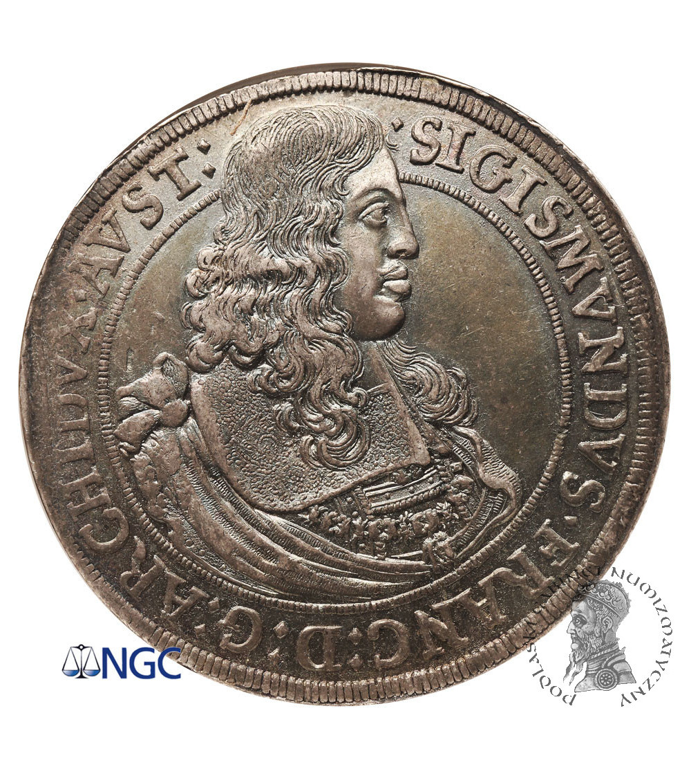 Austria (Święte Cesarstwo Rzymskie). Arcyksiąże Zygmunt Franciszek, 1662-1665. Talar 1665, mennica Hall - NGC MS 62