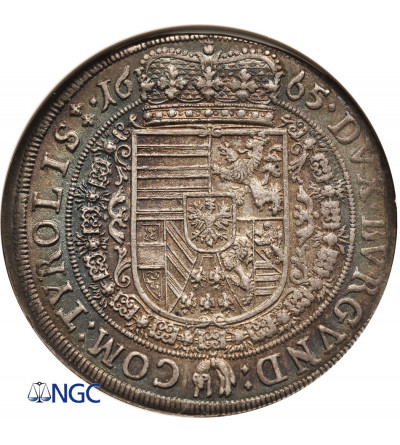 Austria (Święte Cesarstwo Rzymskie). Arcyksiąże Zygmunt Franciszek, 1662-1665. Talar 1665, mennica Hall - NGC MS 62