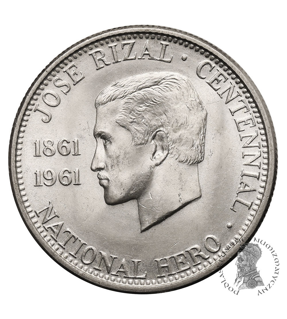 Filipiny. 1/2 peso 1961, Jose Rizal