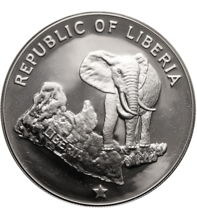 Liberia. 5 Dollars 1973, elephant - Proof