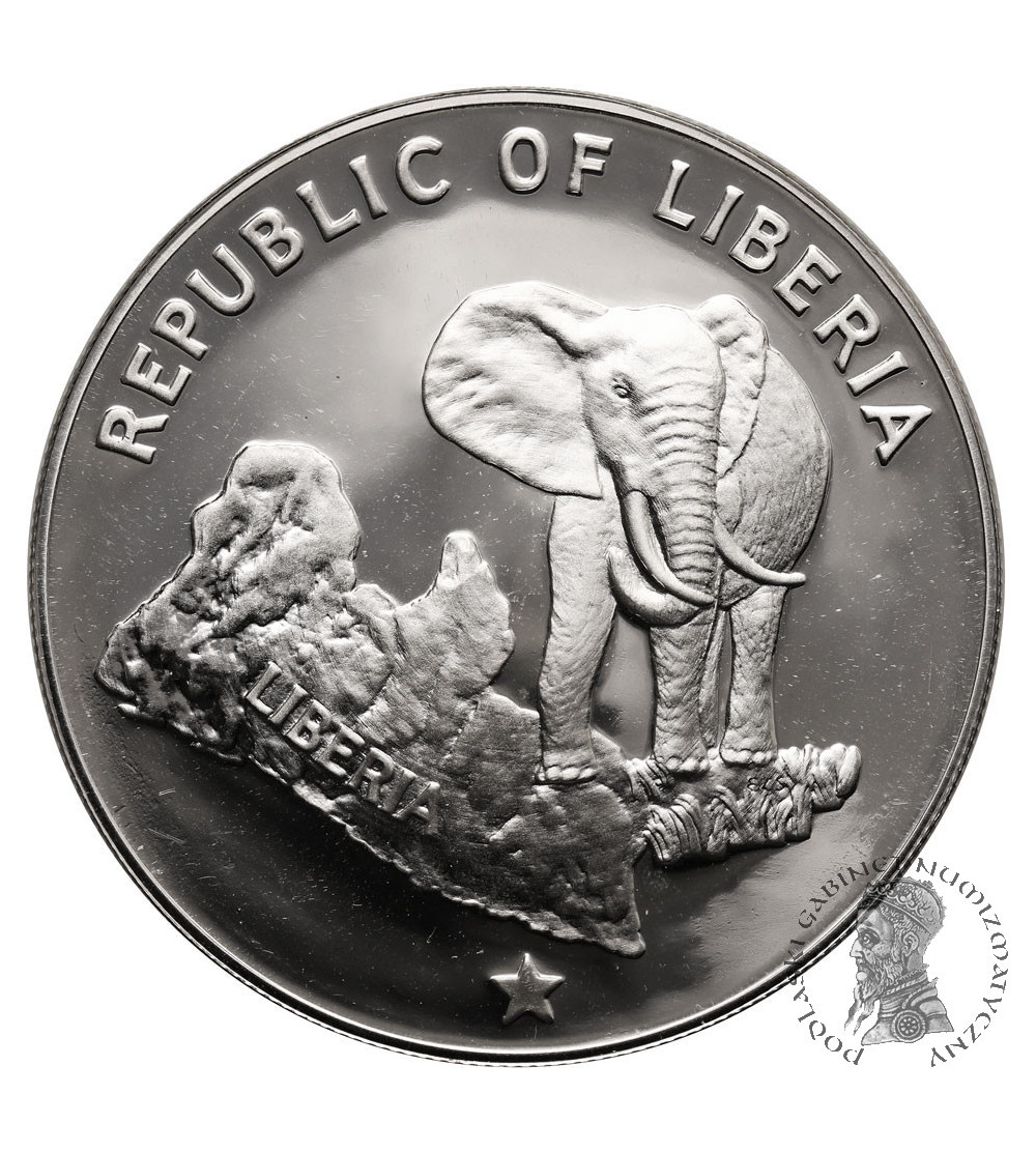 Liberia. 5 Dollars 1973, elephant - Proof