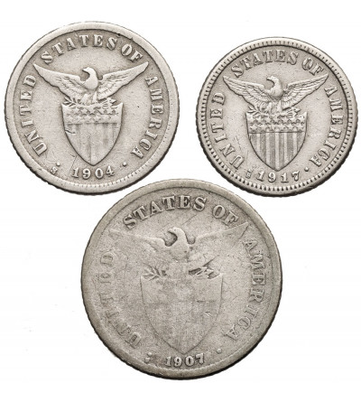 Philippines, US administration. Set 3 psc: 10 Centavos 1904 S, 1917 S, 20 Centavos 1907 S