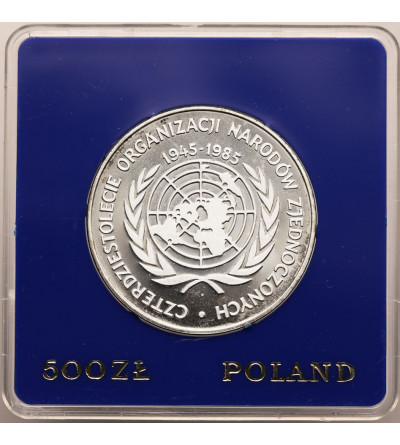 Polska, PRL. 500 złotych 1985, 40 lat ONZ - Proof