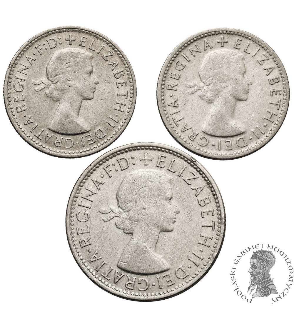 Australia, Elizabeth II. Set 3 coins: Shilling 1954, 1961, Florin 1960