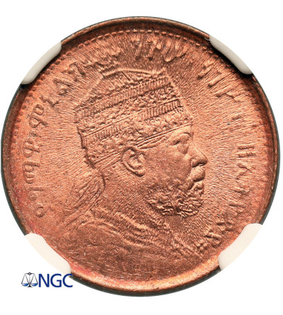 Ethiopia, Menelik II 1889-1913. 1/32 Birr EE 1889 / 1897 AD - NGC MS 66 RD