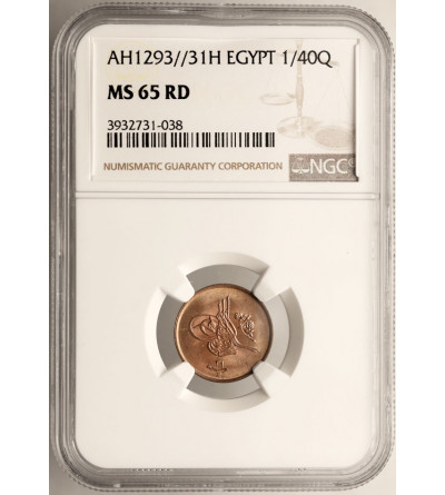 Ottoman Empire. Egypt, Abdul Hamid II, 1876-1909 AD. 1/40 Qirsh, AH 1293 H year 31 / 1905 AD - NGC MS 65 RD