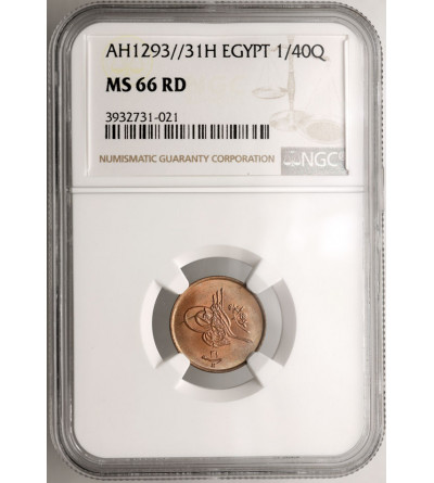 Ottoman Empire. Egypt, Abdul Hamid II, 1876-1909 AD. 1/40 Qirsh, AH 1293 H year 31 / 1905 AD - NGC MS 66 RD, Top Pop!!