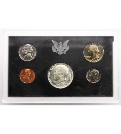 USA. Zestaw monet (Proof Set) 1969 S, San Francisco - 5 sztuk, Półdolar Kennedy'ego 40% srebra