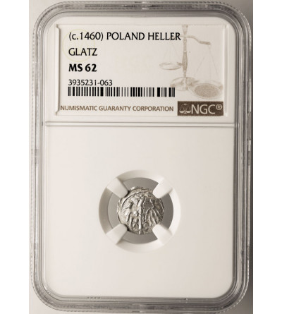 Silesia (Schlesien). Klodzko (Glatz) County, Gerge of Podiebrad 1454-1462. Heller, Breslau type, ca. 1457-65, Klodzko, NGC MS 62