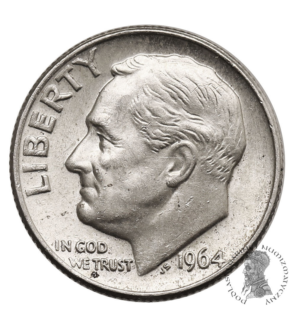 USA. 1 Dime 1964, Filadelfia, "Roosevelt Silver Dime”