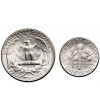 USA. Set of 25 Cents and 1 Dime 1964 D, Denver - “Washington Silver Quarter”, “Roosevelt Silver Dime”