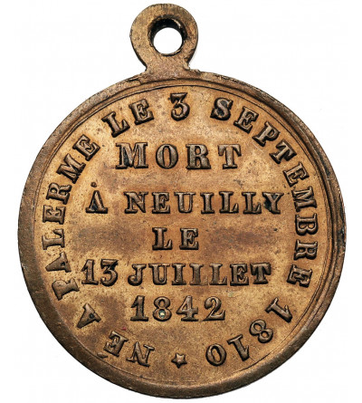 Francja. Medal 1842 upamiętniający śmierć Ferdynanda Filipa, księcia Orleanu