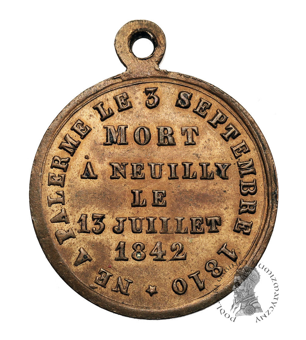 Francja. Medal 1842 upamiętniający śmierć Ferdynanda Filipa, księcia Orleanu