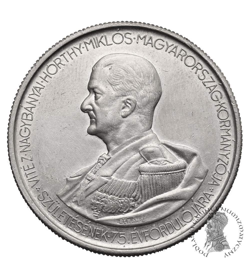 Hungary. 5 Pengo 1943, 75th Birthday of Admiral Horthy