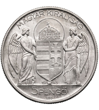 Hungary. 5 Pengo 1943, 75th Birthday of Admiral Horthy