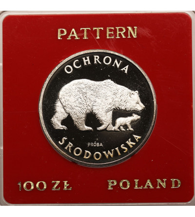 Polska, PRL (1952-1989). 100 złotych 1983, Niedźwiedzie, seria Ochrona Środowiska - Próba