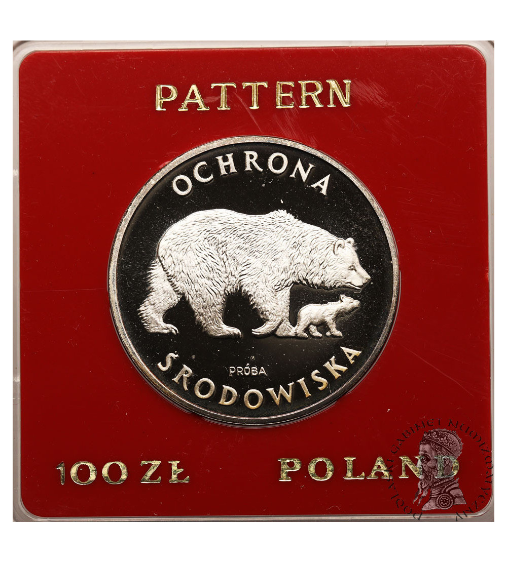 Polska, PRL (1952-1989). 100 złotych 1983, Niedźwiedzie, seria Ochrona Środowiska - Próba