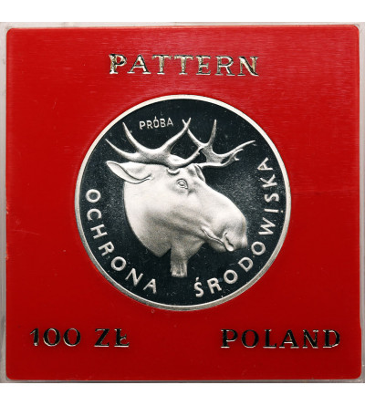 Polska, PRL (1952-1989). 100 złotych 1978, Głowa Łosia, seria Ochrona Środowiska - Próba