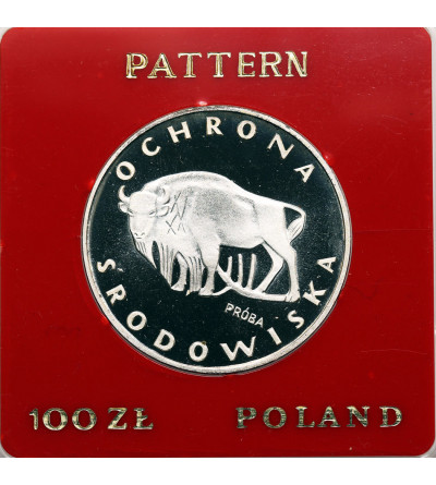 Polska, PRL (1952-1989). 100 złotych 1977, Żubr, seria Ochrona Środowiska - Próba