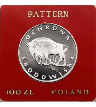 Polska, PRL (1952-1989). 100 złotych 1977, Żubr, seria Ochrona Środowiska - Próba