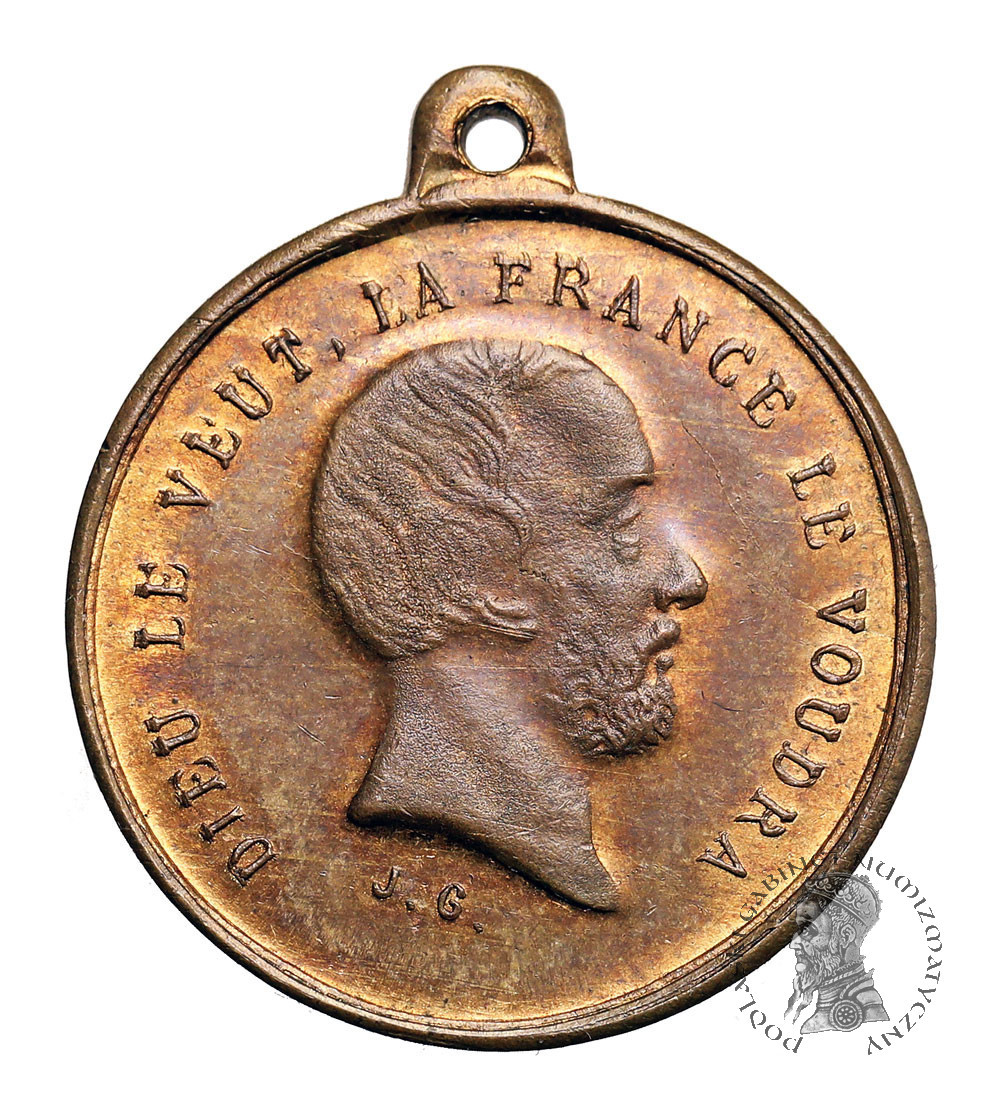 France, Henry V. Medal 1870, “DIEU LE VEUT. LA FRANCE LE VOUDRA”, Heureuse France, si jamais il est roi