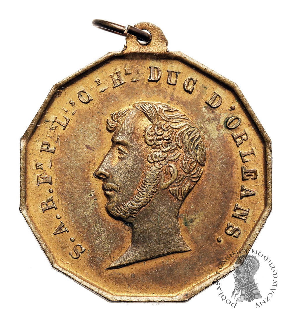 Francja. Medal Souvenir 1843, upamiętniający pierwszą rocznicę śmierci Ferdynanda Filipa, księcia Orleanu