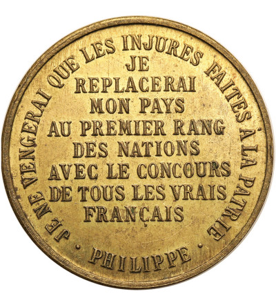 France. Medal 1899 dedicated to Ferdinand Philippe, Duke of Orléans, “JE NE VENGERAI QUE LES INJURES FAITES A LA PATRIE”