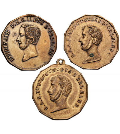 France. Set of three 1842 medals commemorating the death of Ferdinand Philippe, Duke of Orléans